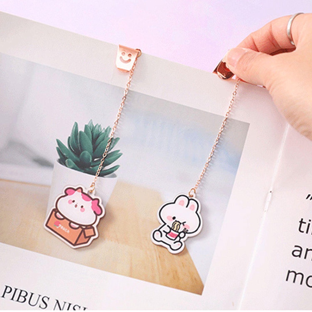 LAKAMIER Thẻ Đánh Dấu Trang Sách Bằng Kim Loại Họa Tiết Hoạt Hình