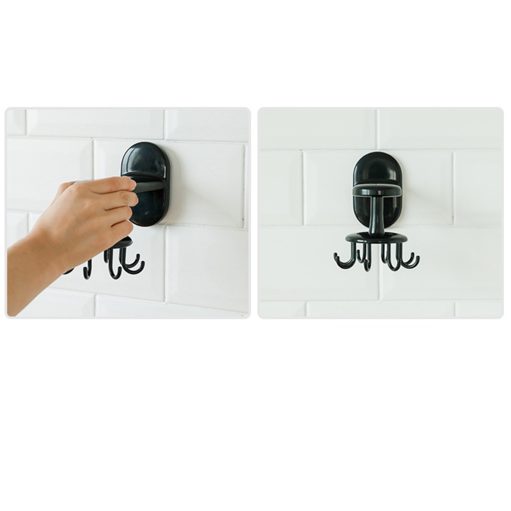 Tám Móng Vuốt 360 ° Móc Treo Đồ Tám Vị Trí Gắn Tường Nhà Bếp