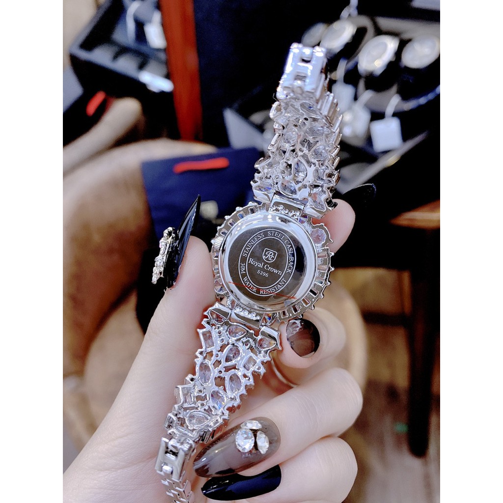 Đồng hồ đeo tay cao cấp, đồng hồ nữ chính hãng full box ROYAL CROWN đính kim cương nhân tạo Swaroski cực đỉnh, siêu sang