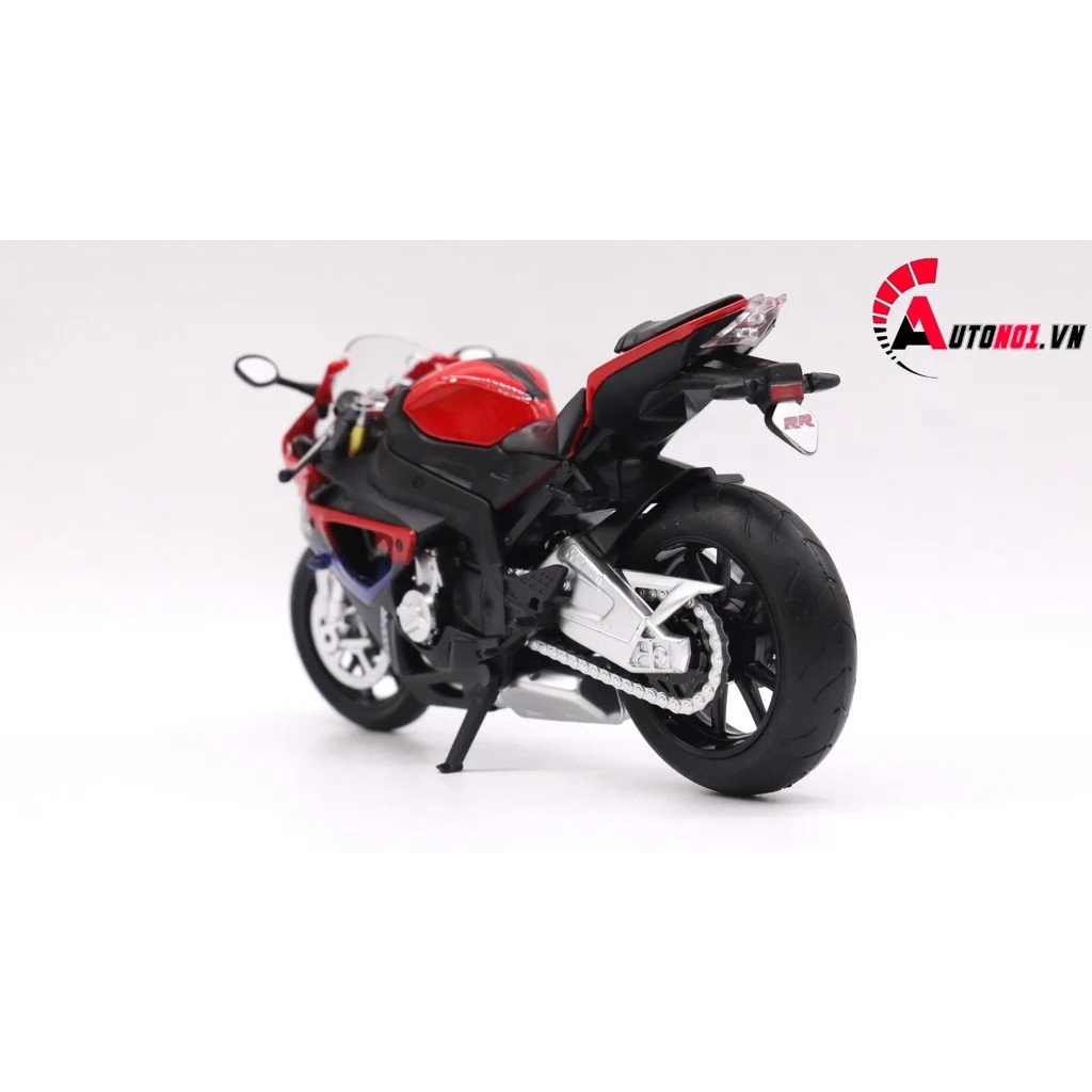 MÔ HÌNH BMW S1000RR ĐỎ ĐEN CÓ MŨ BẢO HIỂM 1:12 CAIPO 4851