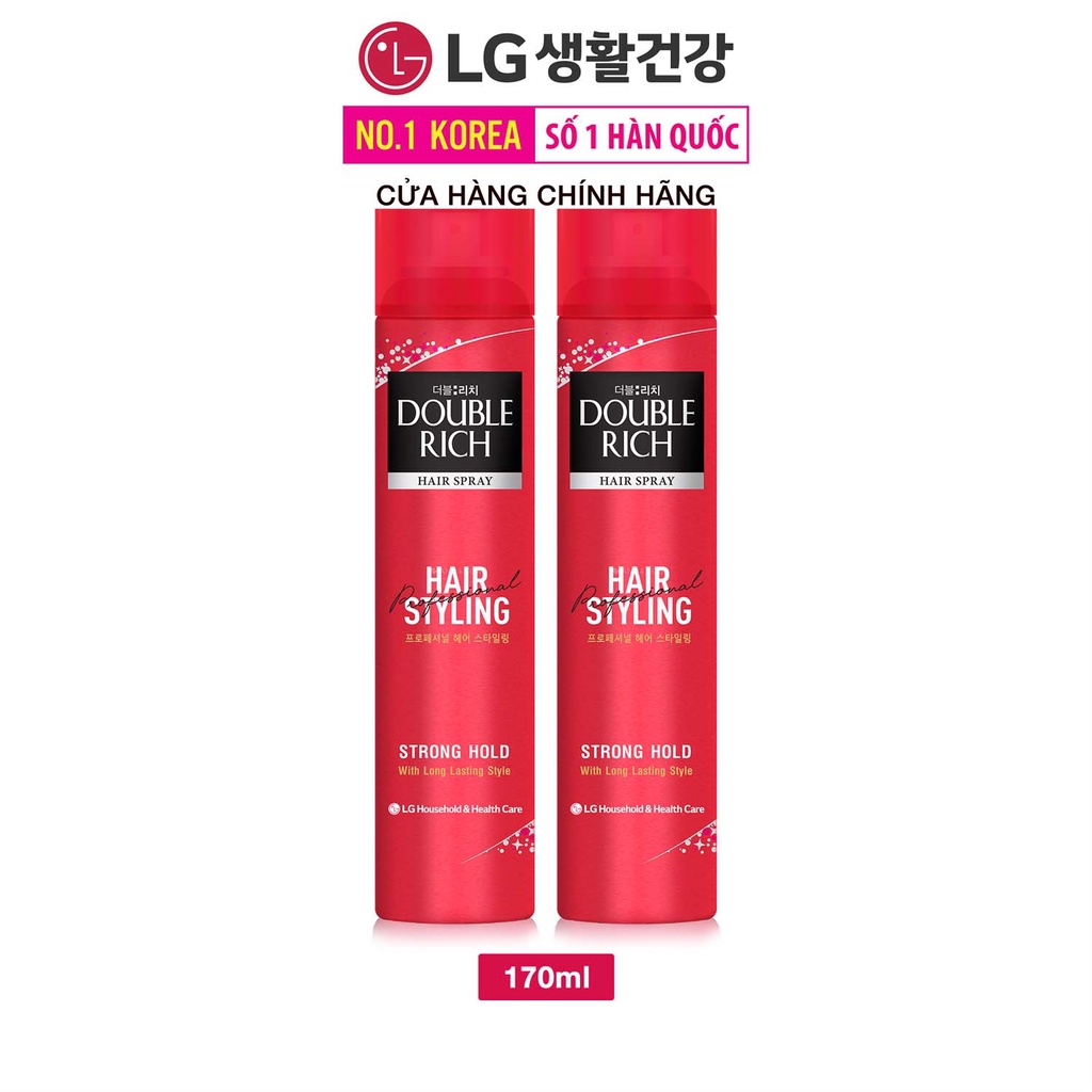 Combo 2 Gel giữ nếp tóc Double Rich Hair Styling dạng xịt giữ tóc cố định tự nhiên 170ml/chai