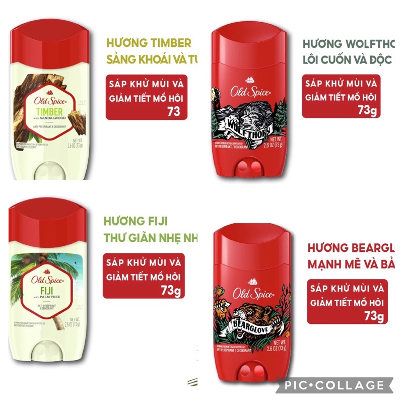 sáp khử mùi Old spice Fuji/wolfhorn/bearglove/timber 73g