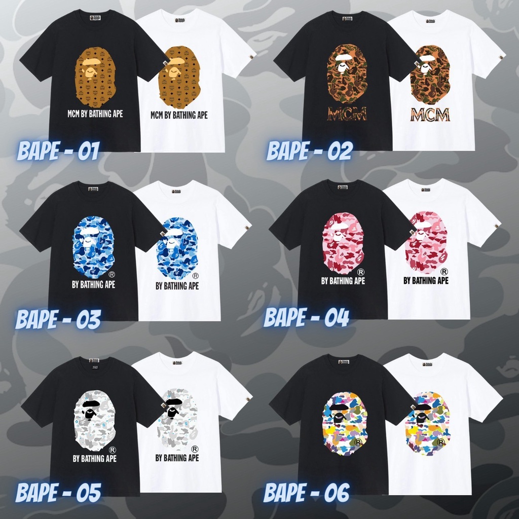 Áo Thun Bape MCM Vải Cotton Cao Cấp Tay Lỡ Unisex Hot Trend 2023