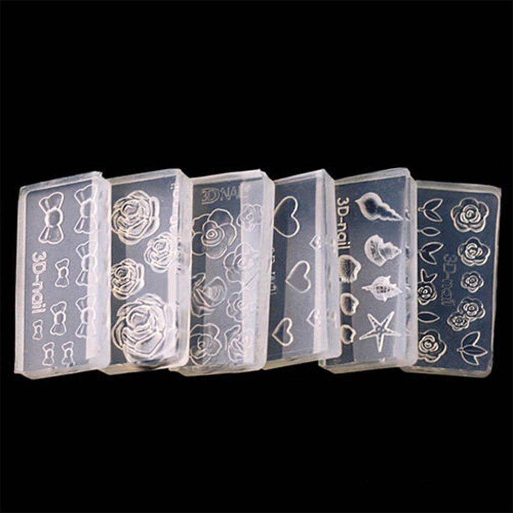 Set 6 Khuôn Silicone Hỗn Hợp Trang Trí Móng Tay 3D