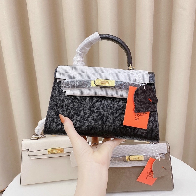 Túi H khuy vàng kèm ổ khoá 22cm