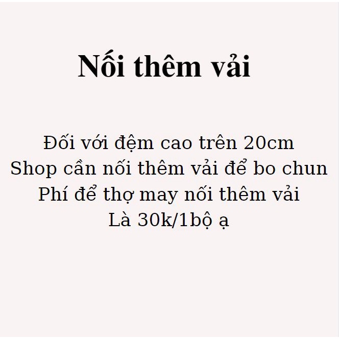 Phí can nối vải thêm vào ga giường để bo chun và may lại