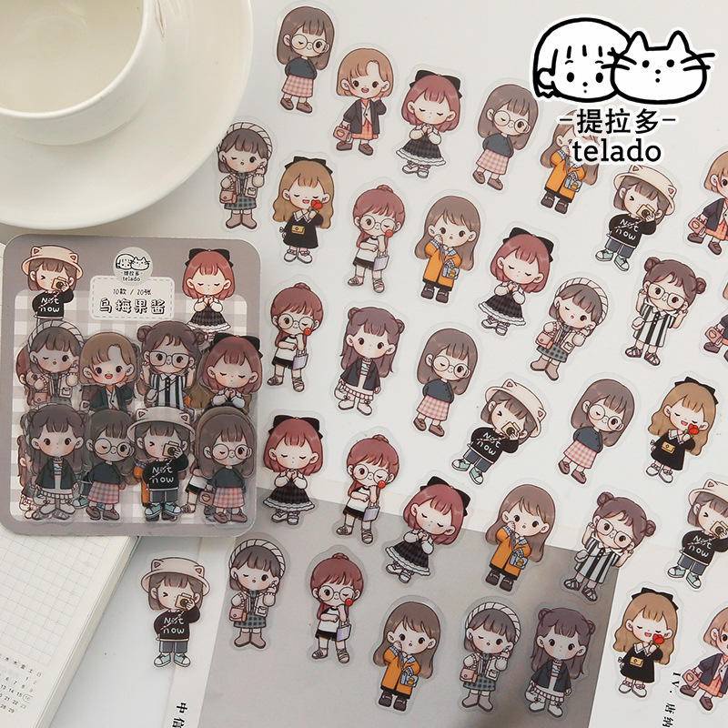 ⭐ iLado ⭐ 【10PCS】 PET Không thấm nước telado Nhãn hình dán cute sticker dễ thương sticker trang trí sổ hình dán sticker hiểm bộ sticker  nhãn dán sổ chiết lưu trữ  trang trí sổ dán sổ lưu trữ sticker tập vở sổ