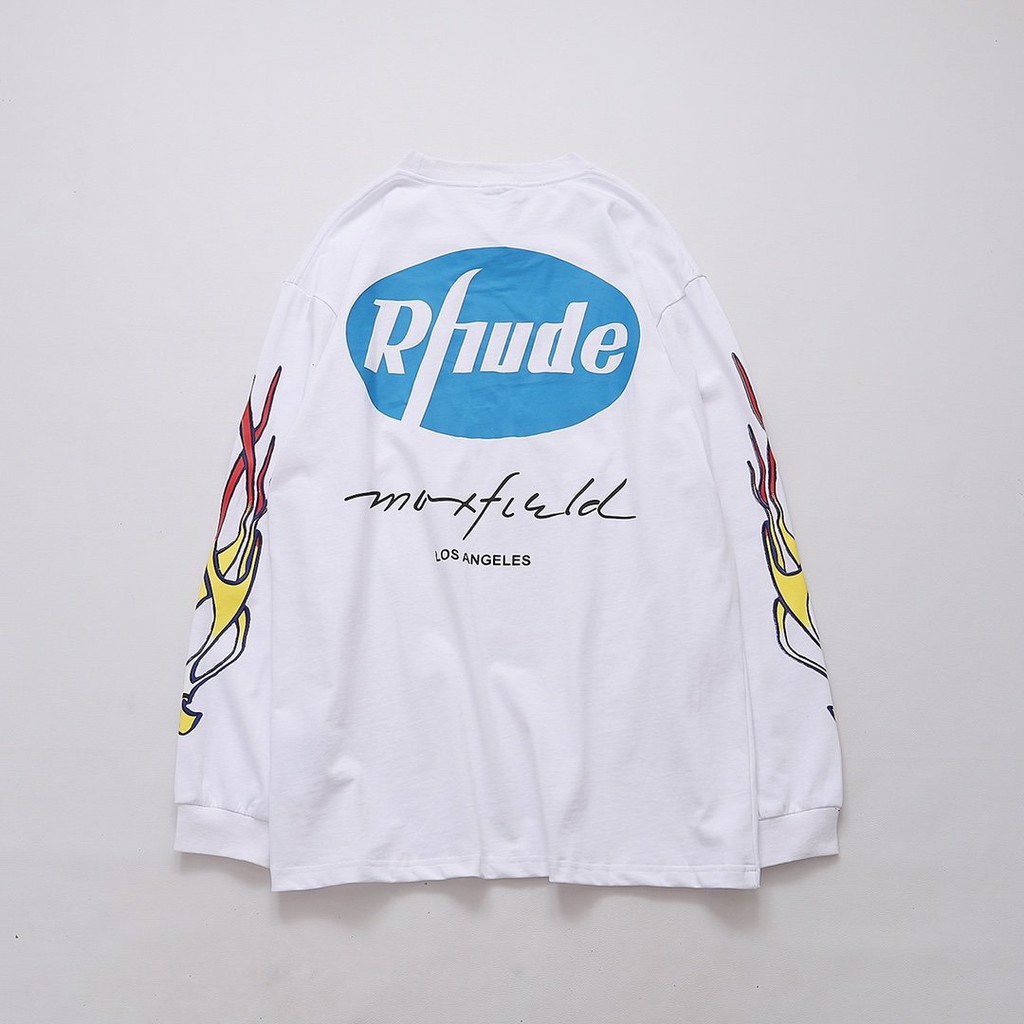 Áo phông dài tay nam nữ Rhude X Maxfield in logo chim ưng cá tính