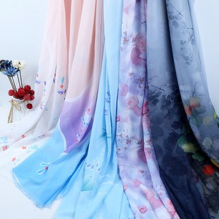 Vải Chiffon 50d In Họa Tiết Phong Cách Trung Hoa