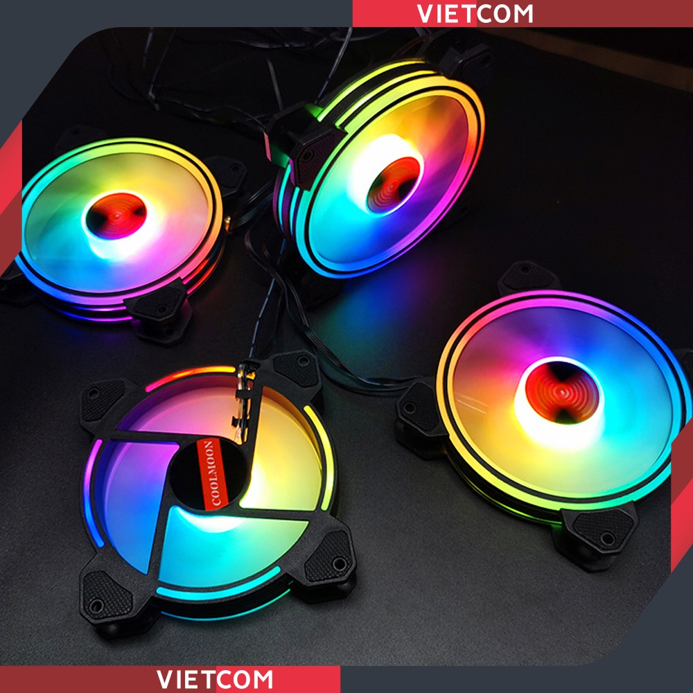 [ BỘ 4 FAN + HUB ] Fan Led RGB Coolmoon M1 + Bộ Hub Coolmoon và điều khiển