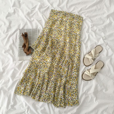 (Sẵn Hồng) Chân váy hoa nhí xếp chéo 2 tầng eo chun co giãn (video tự quay) | BigBuy360 - bigbuy360.vn