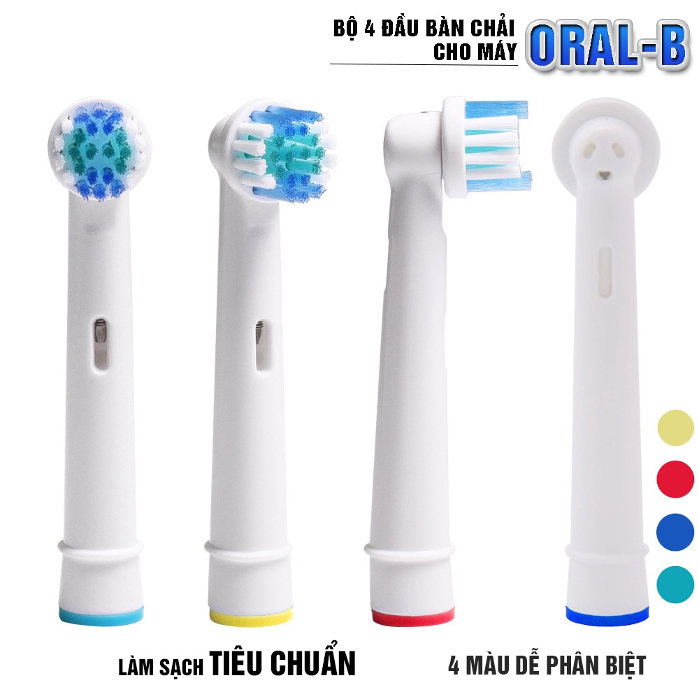 Cho máy Oral B, EB17-X Daily, set bộ 4 đầu bàn chải đánh răng điện thay thế, lông mềm Minh House