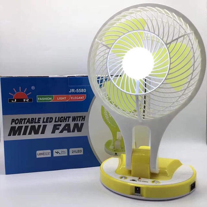 Quạt sạc 3 Cánh Jy5580 Siêu Mát 2 Cấp Độ - Có Đèn Cực Sáng