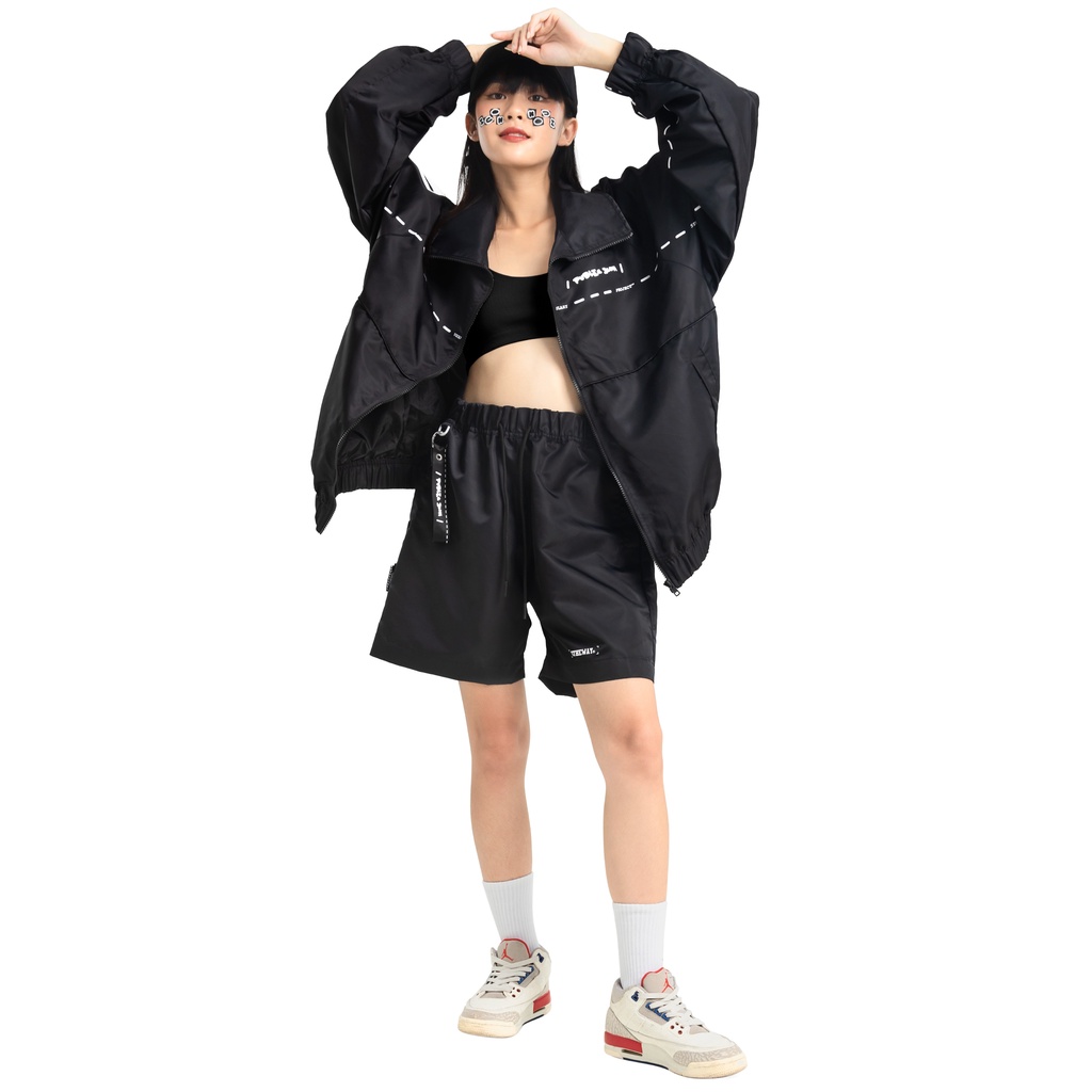 5THEWAY /street vocabulary/ COURT JACKET - BLACK aka Áo Khoác Dù Có Cổ màu Đen