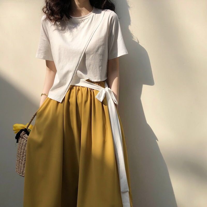 Áo thun ngắn tay IELGY phối dây độc đáo thời trang cho nữ