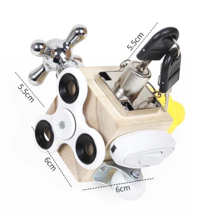 Hộp Bận Rộn Busy Cube Chất Liệu Gỗ Tự Nhiên An Toàn Cho Bé