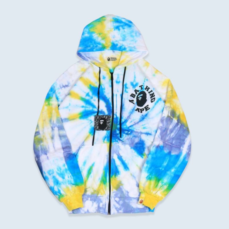 Áo Hoodie Bape Logo Tydie Màu Vàng Và Xanh Dương Chất Lượng Cao