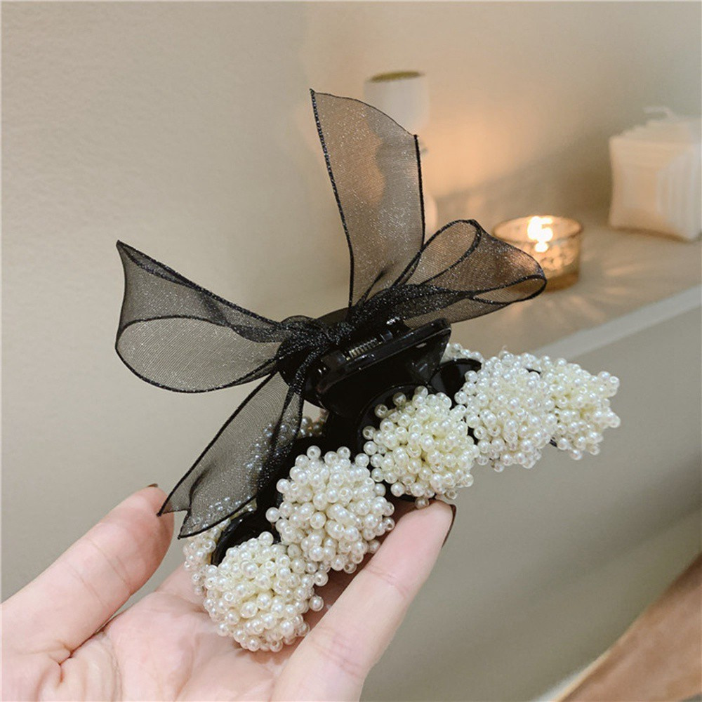 (Hàng Mới Về) Kẹp Tóc Càng Cua Đính Ngọc Trai Giả Thời Trang