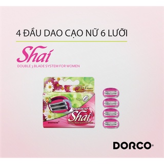 Vỉ 04 Đầu Dao Cạo Hàn Quốc Cho Nữ 3 Lưỡi Kép Shai 3+3 LSXA 1040 Dorco