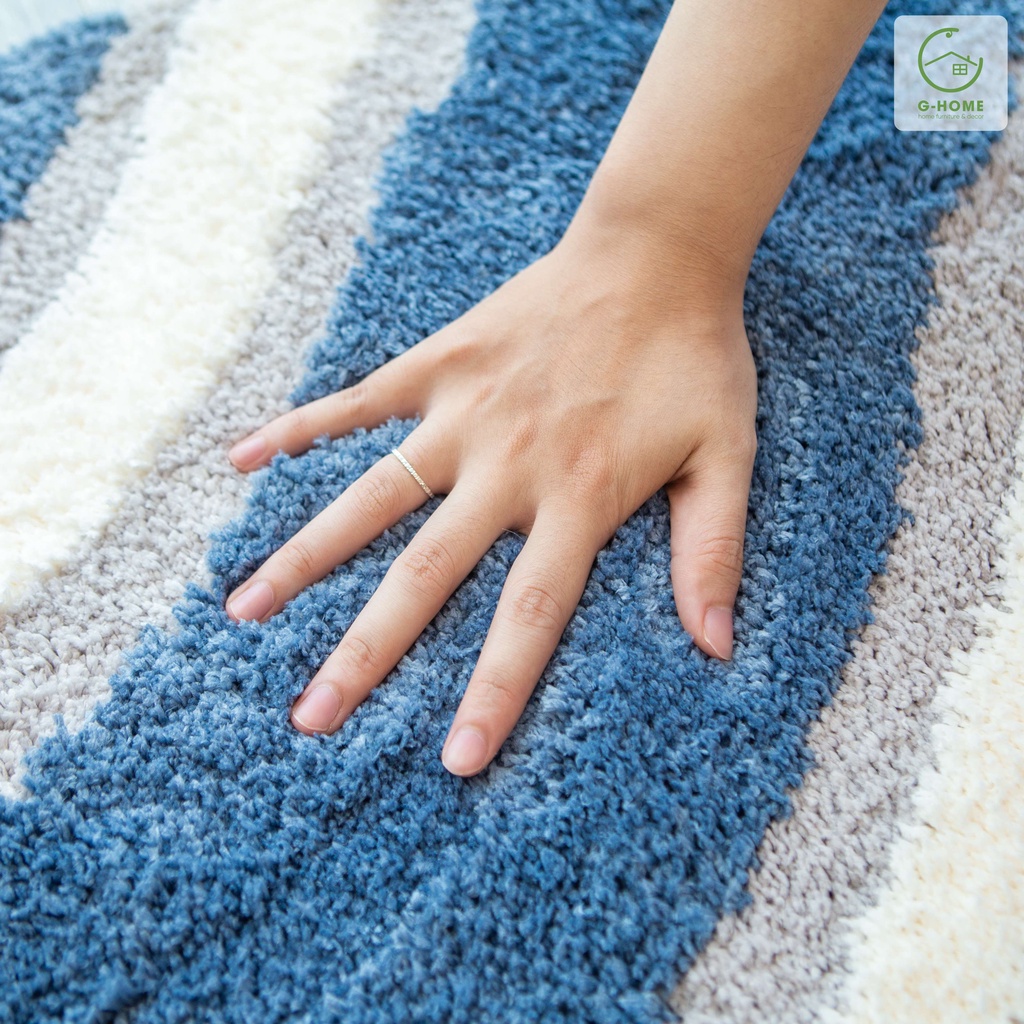 Thảm lau chân nhà tắm sợi len họa tiết sóng Ghome, thảm lau chân thấm hút nước tối giản 2 màu TC01 SÓNG23