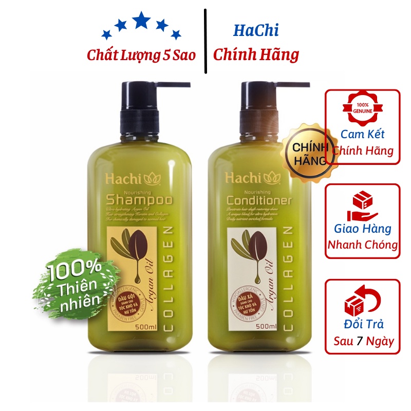 Combo dầu gội xả ARGAN Hachi dành cho tóc hư tổn [Chính Hãng] Cặp,bộ dầu gội xả Phục Hồi Tóc Khô Và Hử Tổn ARGAN free sh