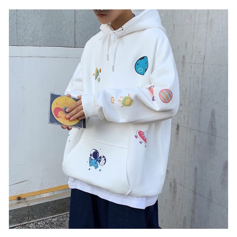 Áo Khoác Hoodie Nỉ Có Mũ Form Rộng Đĩa Bay Nhiều Màu Unisex Nam Nữ Ulzzang - Gin Store