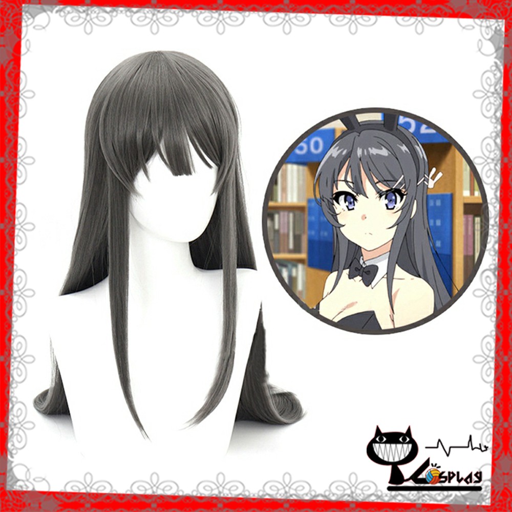 [sẵn] Wig/tóc giả Sakurajima Mai - Hội chứng tuổi thanh xuân: Seishun Buta Yarou wa Bunny Girl màu xám [Miu Cosplay]