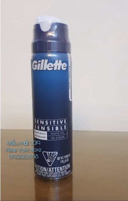 Gel cạo râu 2 in 1 Gillette Sensitive 170g- mẫu mới