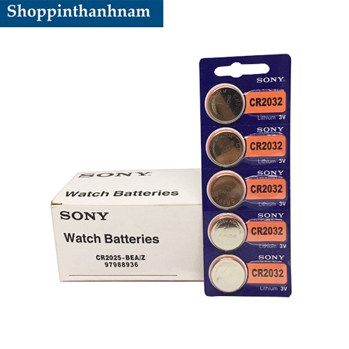 Pin CR2032 Sony lithium 3V vỉ 5 viên dung lượng cao