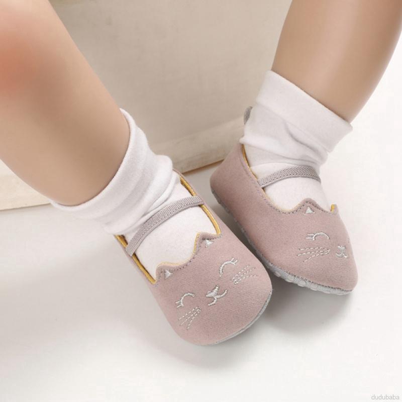 Giày Đế Mềm Chống Trượt Hình Mèo Cho Bé 0-18 Tháng Tuổi