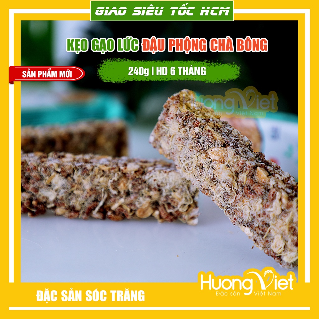 Thanh gạo lứt chà bông Tân Huê Viên 240g, kẹo gạo lức đậu phộng chà bông