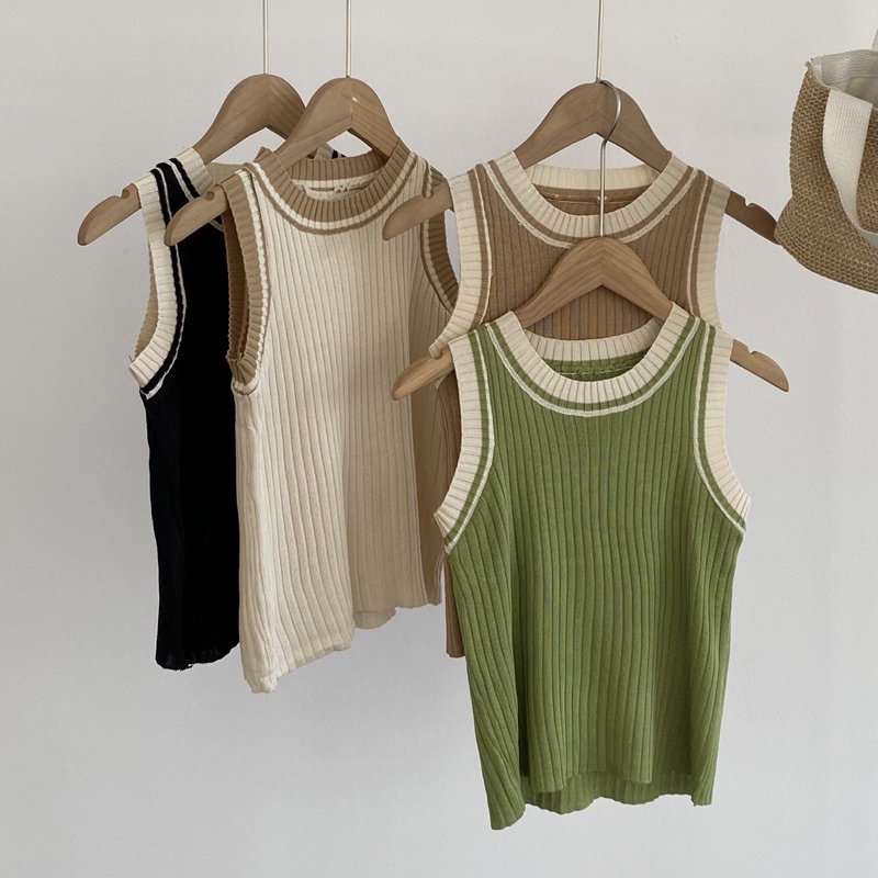 ÁO BA LỖ LEN GÂN VIỀN MÀU | lim.studio