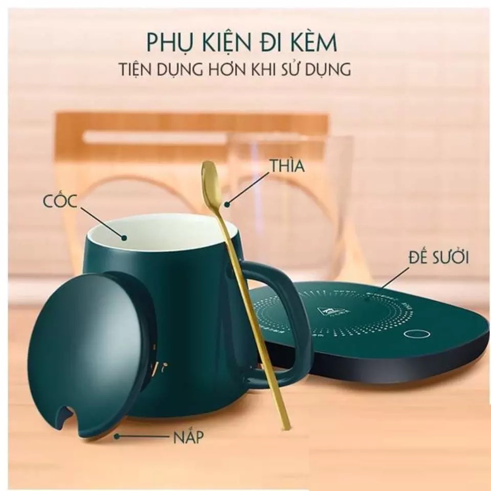 Đế hâm nóng đồ uống, cafe.. Cốc làm nóng đồ uống với thao tác thông minh với 1 nút chạm để bật, nhỏ gọn dễ dàng mang đi