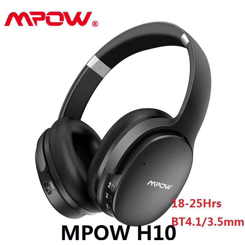 Mpow H10 [Nâng cấp] 18-25Hrs Khử tiếng ồn chủ động Bluetooth ANC Tai nghe không dây qua tai không dây có thể gập lại