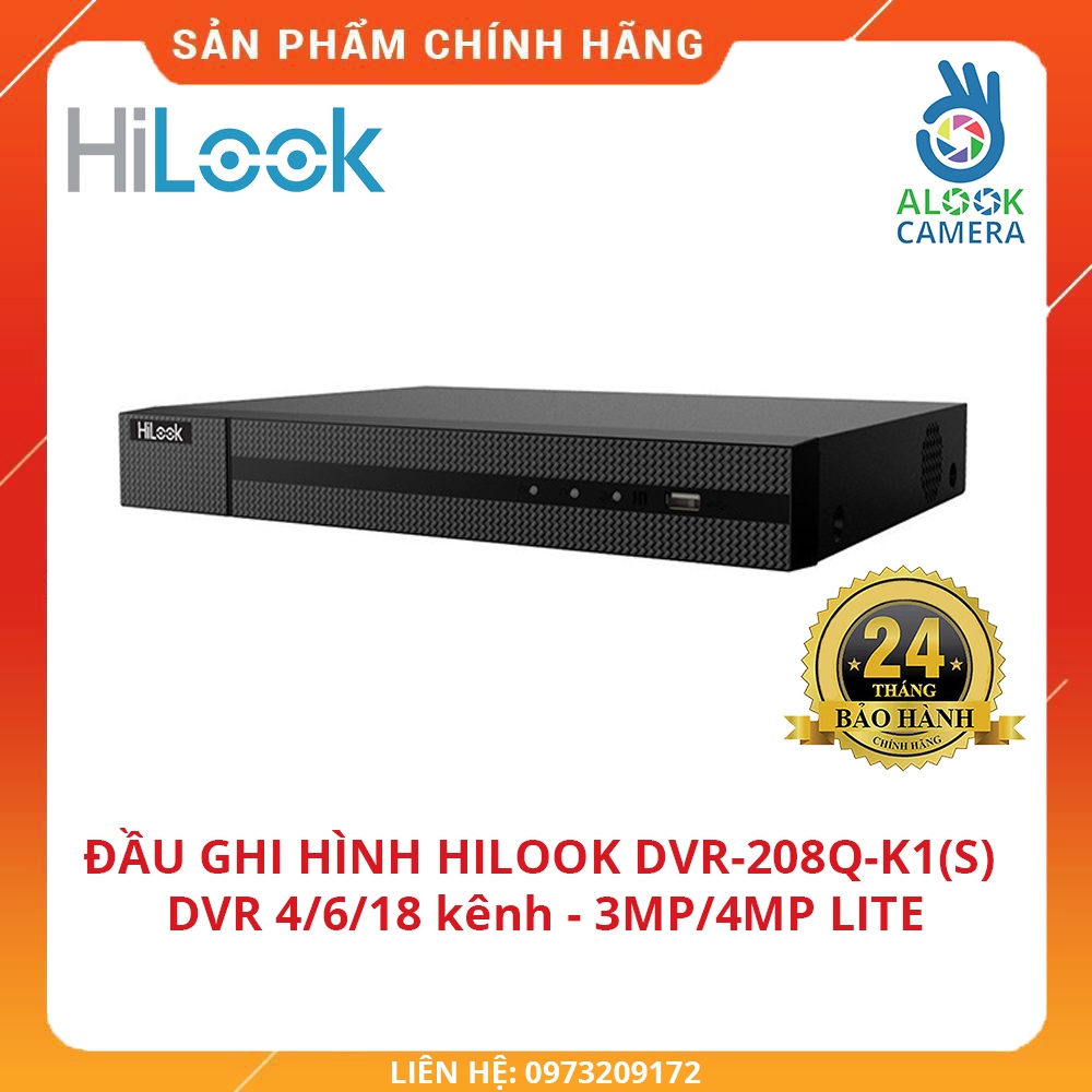 Hàng chính Hãng_Đầu ghi hình HILOOK DVR-208Q-K1(S) 3MP/4MP Lite_ Bảo Hành 24 tháng