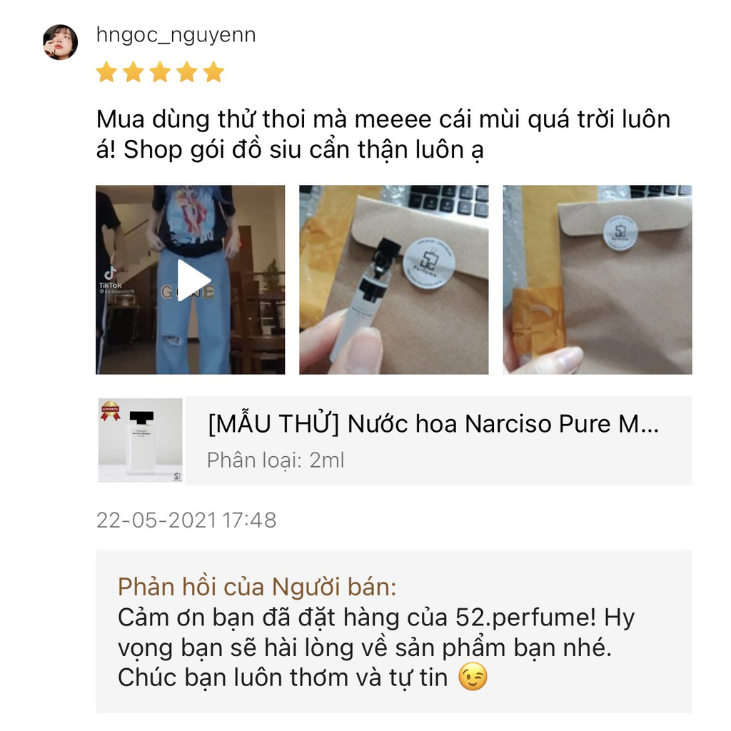 [MẪU THỬ] Nước hoa nữ Narciso Trắng Pure Musc For Her - 52.Perfume | Thế Giới Skin Care