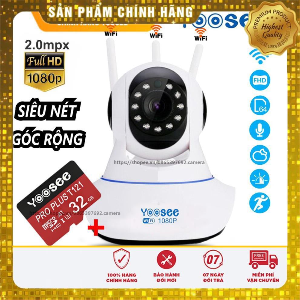 (giá khai trương) Camera Ip YooSee 3 Râu Full HD 2.0Mpx 1080p Tiếng Việt Mới