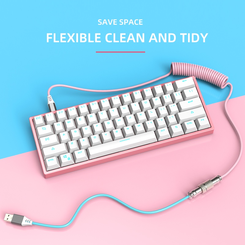 Mathewshop Retractable Coiled Avaitor Cable USB-C for Mechanical Keyboard Type C USB cable Extension cable,Keyboard kit DIY