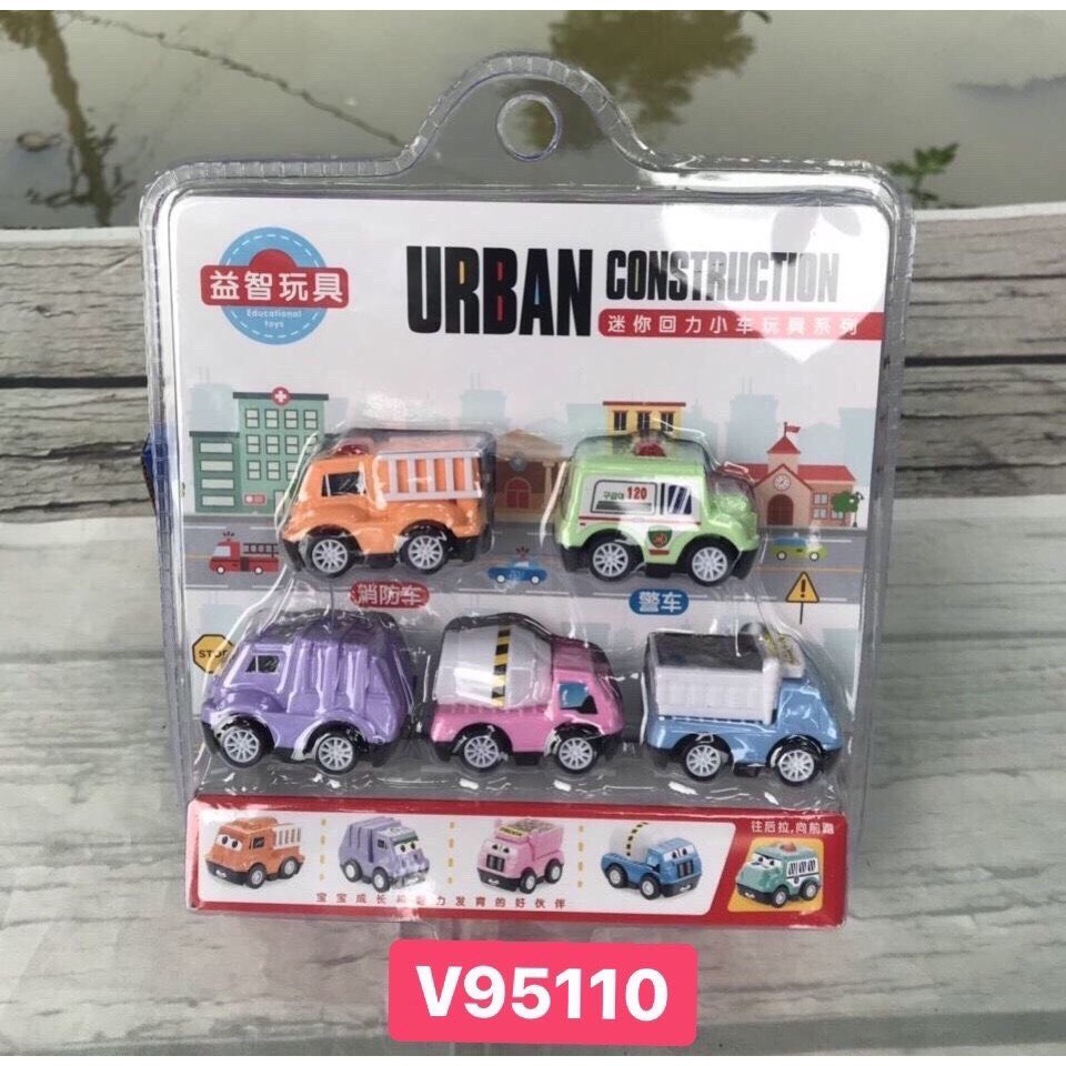 Set 5 xe tải chạy đà dễ thương phiên bản mini Urban - shop BÉ MẦM 06 HCM