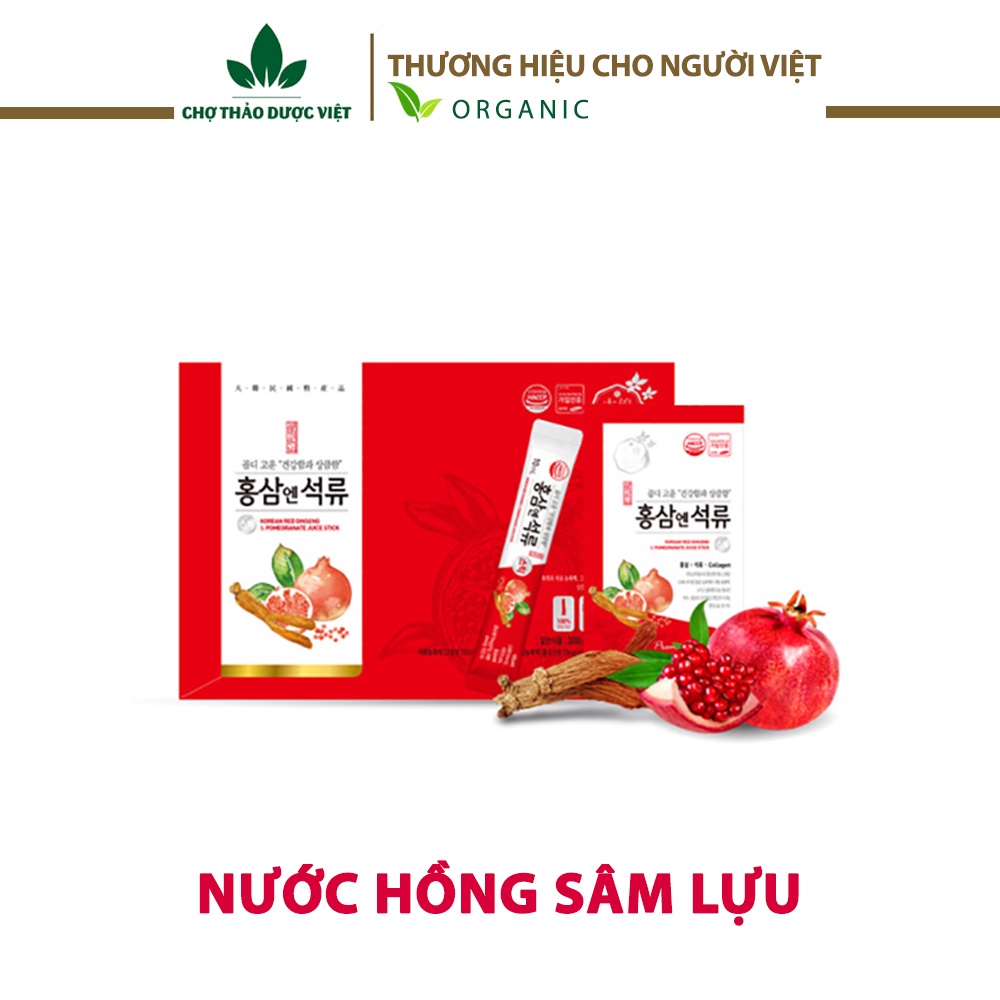 Nước hồng sâm lựu collagen Hàn Quốc hộp 30 gói - Chợ Thảo Dược Việt