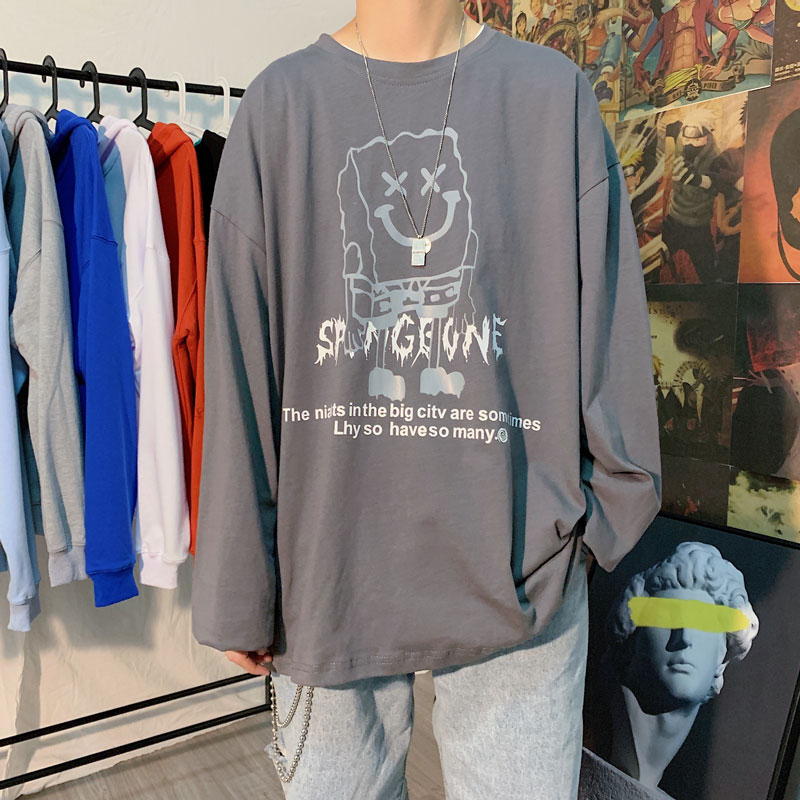 Áo thun tay dài in họa tiết hoạt hình phong cách Nhật Bản thời trang với 3 màu lựa chọn (M-5XL)