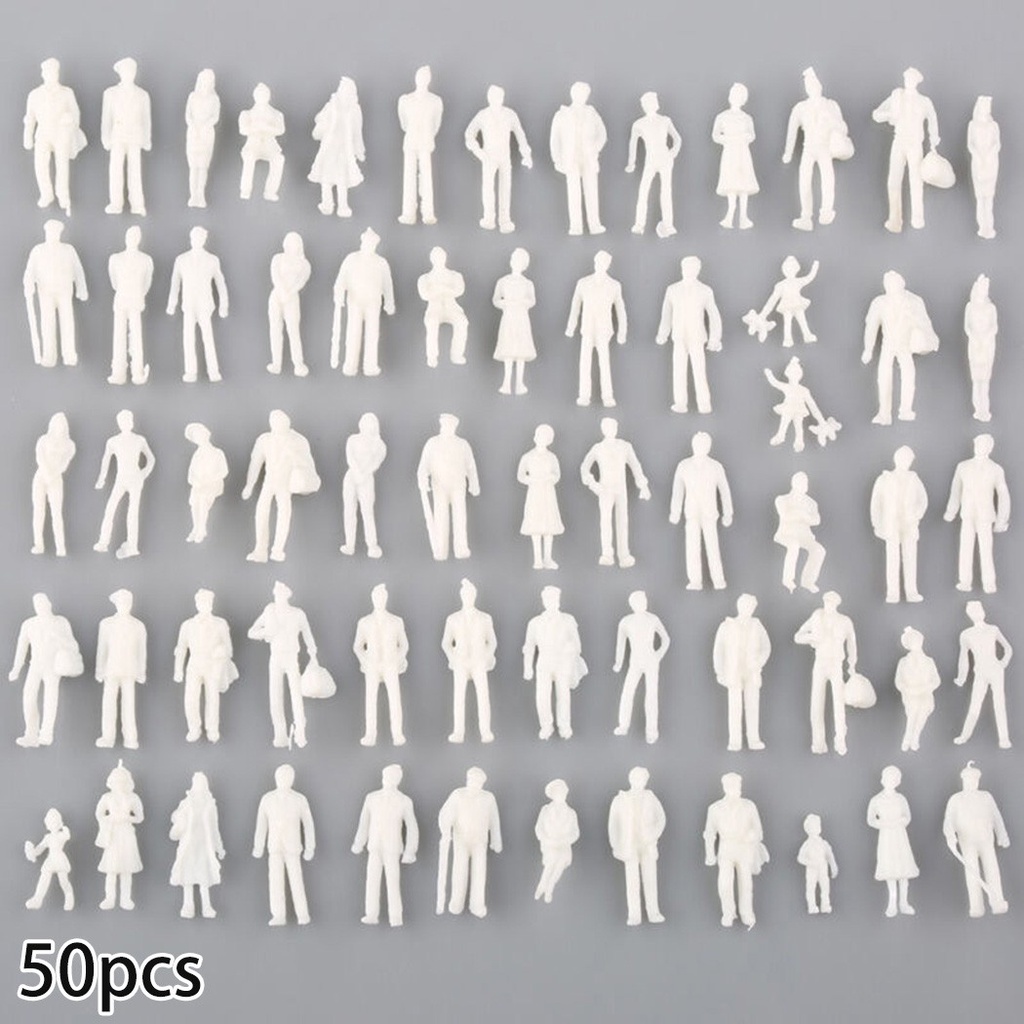 Set 50 / 100 mô hình người thu nhỏ tỉ lệ 1: 75 màu trắng