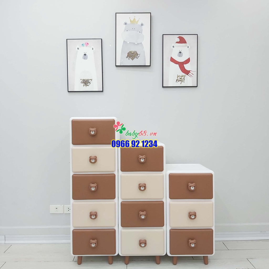 Tủ nhựa thỏ gấu Holla sizze lớn 3-4-5 tầng đựng quần áo, bỉm sữa cho bé
