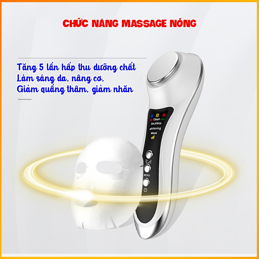 Máy massage mặt nóng lạnh cao cấp - Matxa cầm tay 06 chế độ - HDSD Tiếng Việt - BH 3 tháng MIANZ STORE