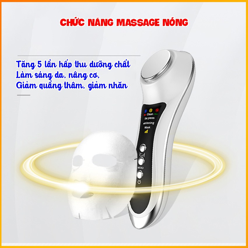 Máy massage mặt nóng lạnh - máy điện di cao cấp - Máy mat xa mặt cầm tay đẩy dưỡng chất nâng cơ mặt - Mian Mart