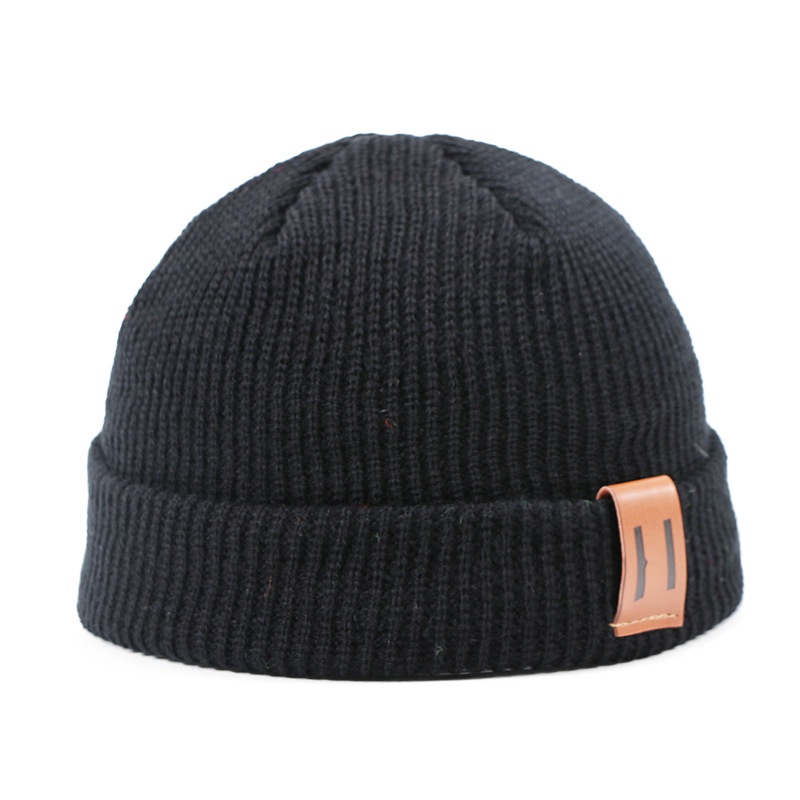 Mũ Beanie Dệt Kim Vải Cotton Dày Dặn Co Giãn Giữ Ấm Mùa Đông Cho Nam Nữ