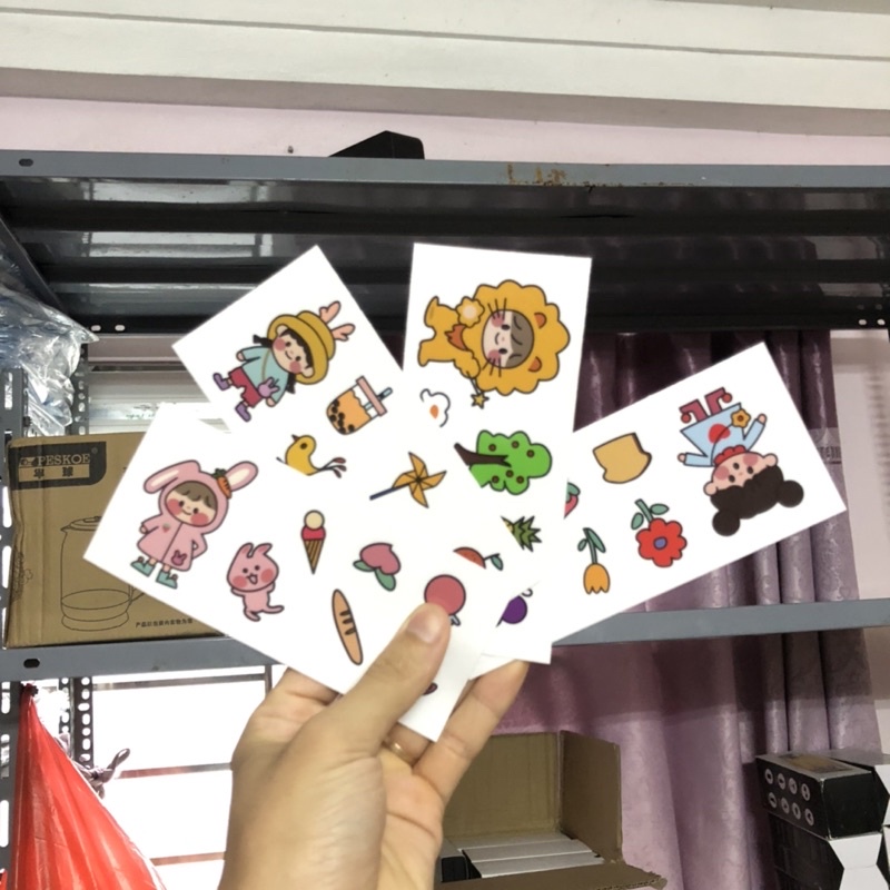 Bộ 4 Tấm STICKER Trang Trí Dán Phong Cách Nhật Bản Cực Kì Dễ Thương Chất Dính Siêu Bền