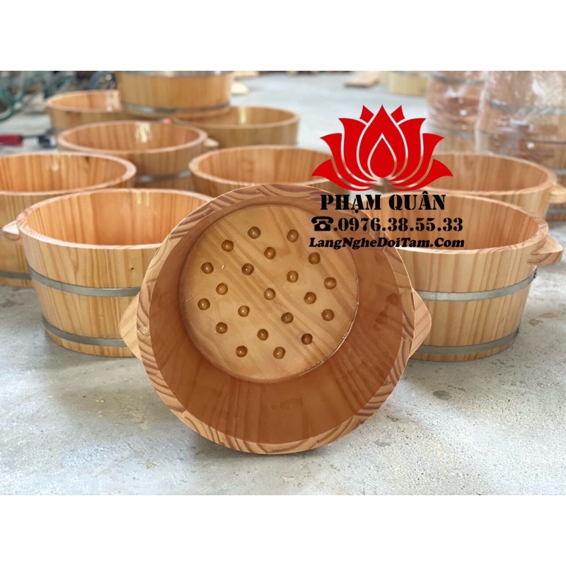combo 2 chậu ngâm chân gỗ thông việt