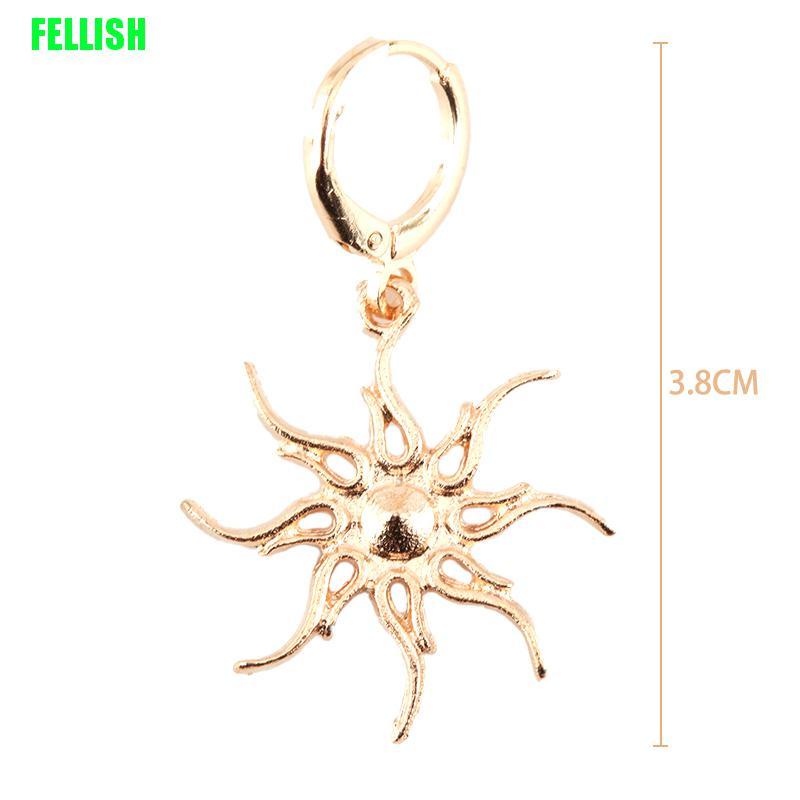 Đôi Bông Tai Dáng Dài Không Đối Xứng Họa Tiết Mặt Trăng Mặt Trời Thời Trang Cho Nữ