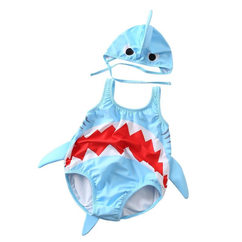 Đồ bơi cá mập cho BÉ siêu cute, set đồ bơi baby shark kèm mũ có đuôi